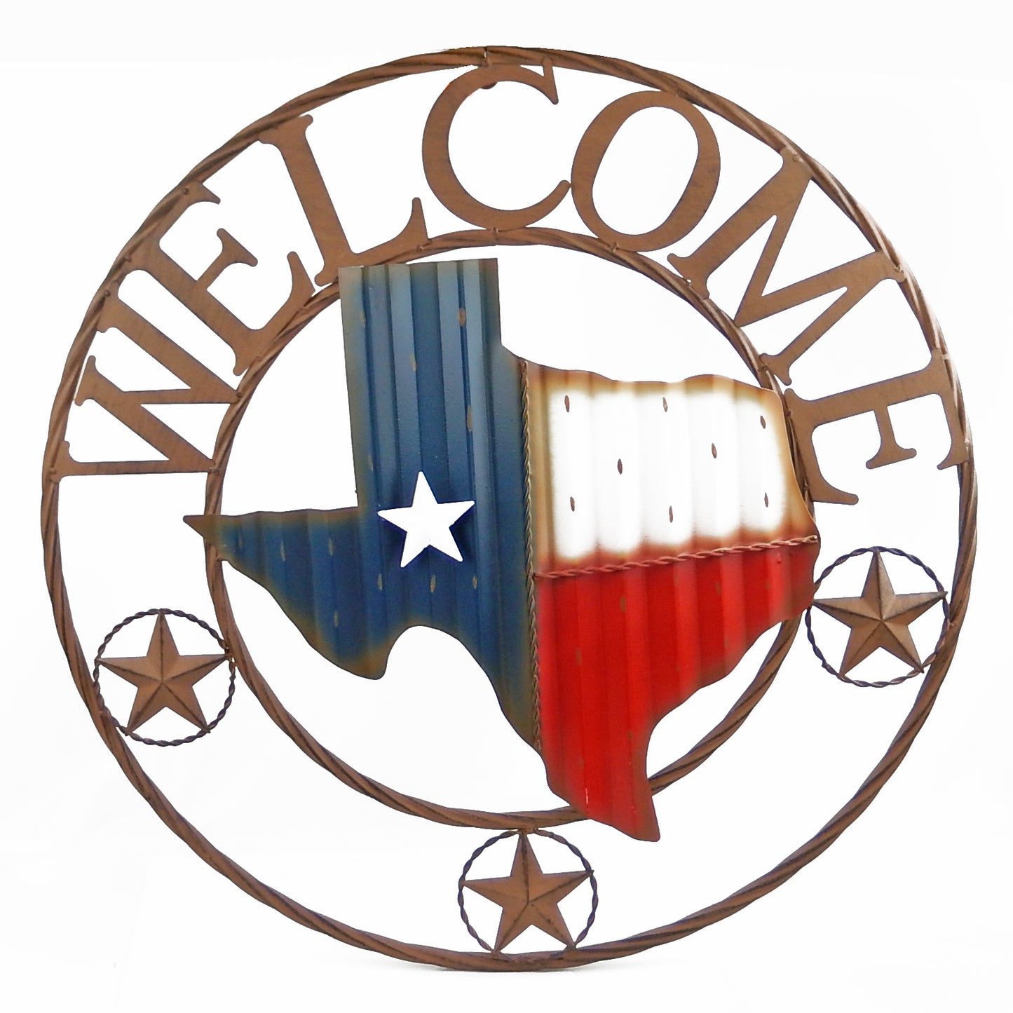 Wavy Welcome Metal Texas Flag Map Outline Star Wall Decor Rustic Western 24 inch