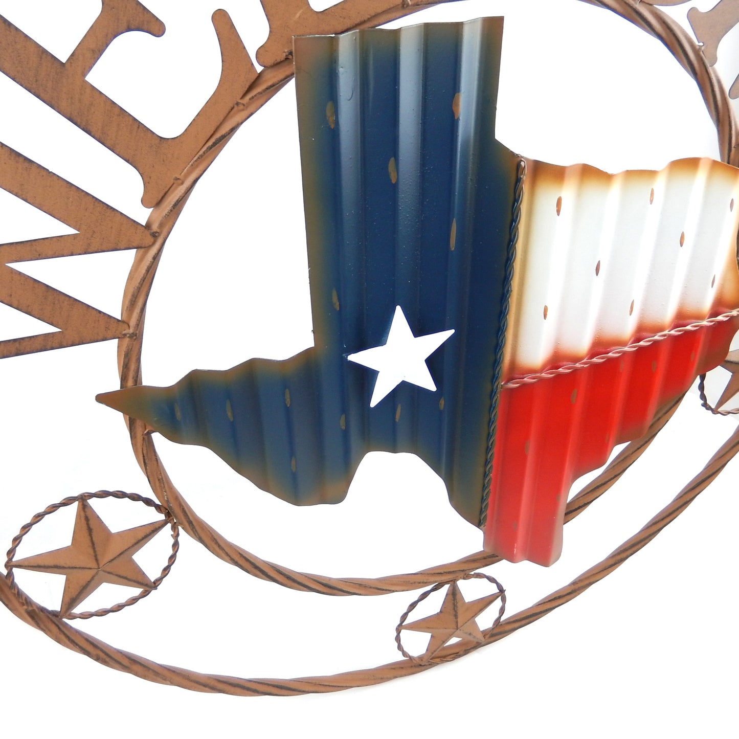 Wavy Welcome Metal Texas Flag Map Outline Star Wall Decor Rustic Western 24 inch