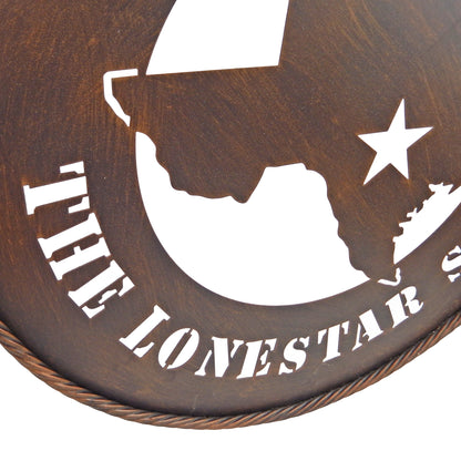 Texas Map Star The Lone Star State Round Metal Wall Decor Brushed Copper 23 inch