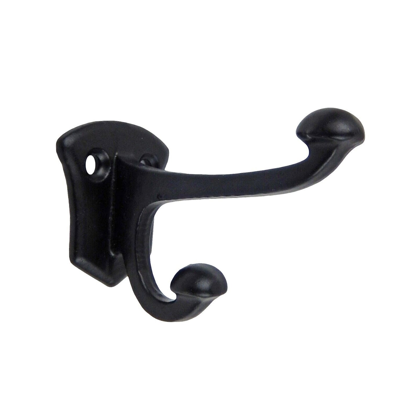 Small Black Double Wall Hook Cast Iron Key Towel Door Coat Hanger 2 5/8 inch