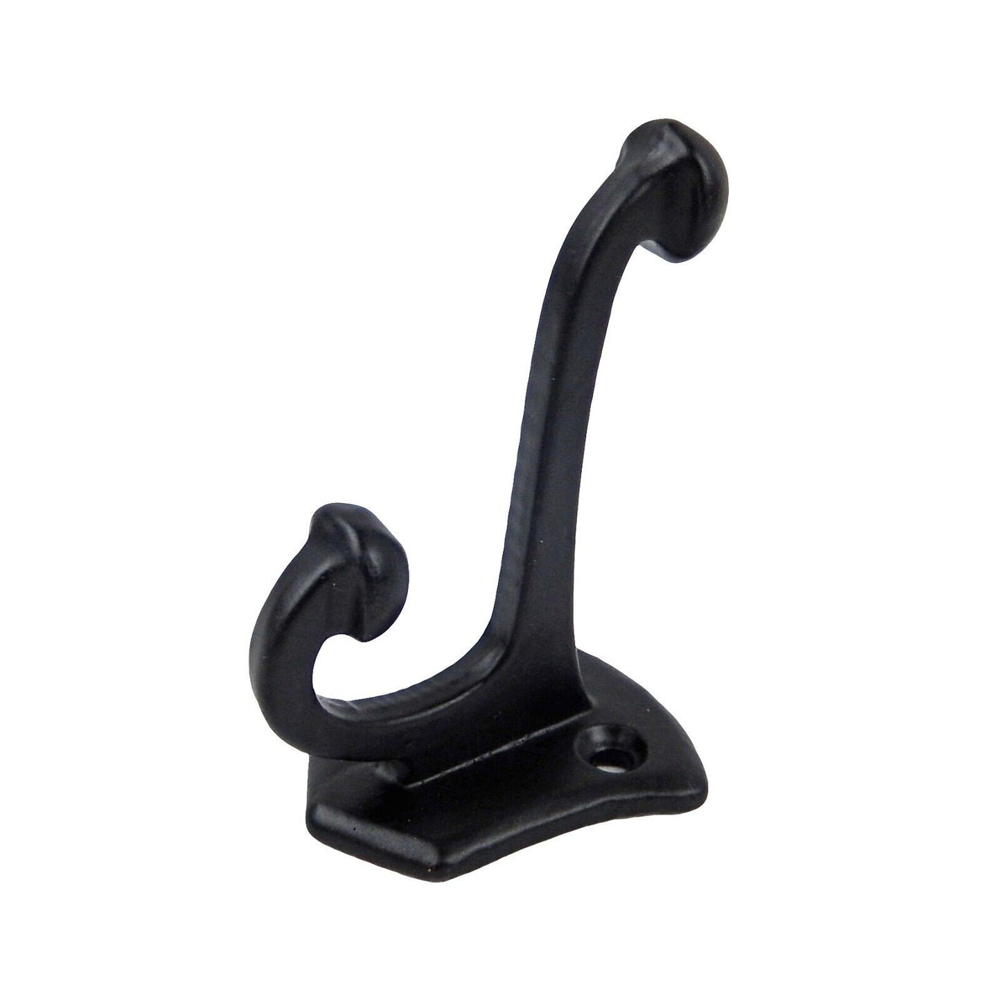 Small Black Double Wall Hook Cast Iron Key Towel Door Coat Hanger 2 5/8 inch