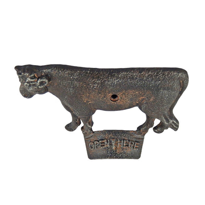 Cast Iron Cow Open Here Beer Soda Bottle Opener Wall Mounted Rustic Farmhouse