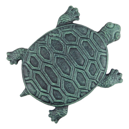 Large Cast Iron Turtle Stepping Stone Garden Yard Pond Decor Verdigris 12.5 inch