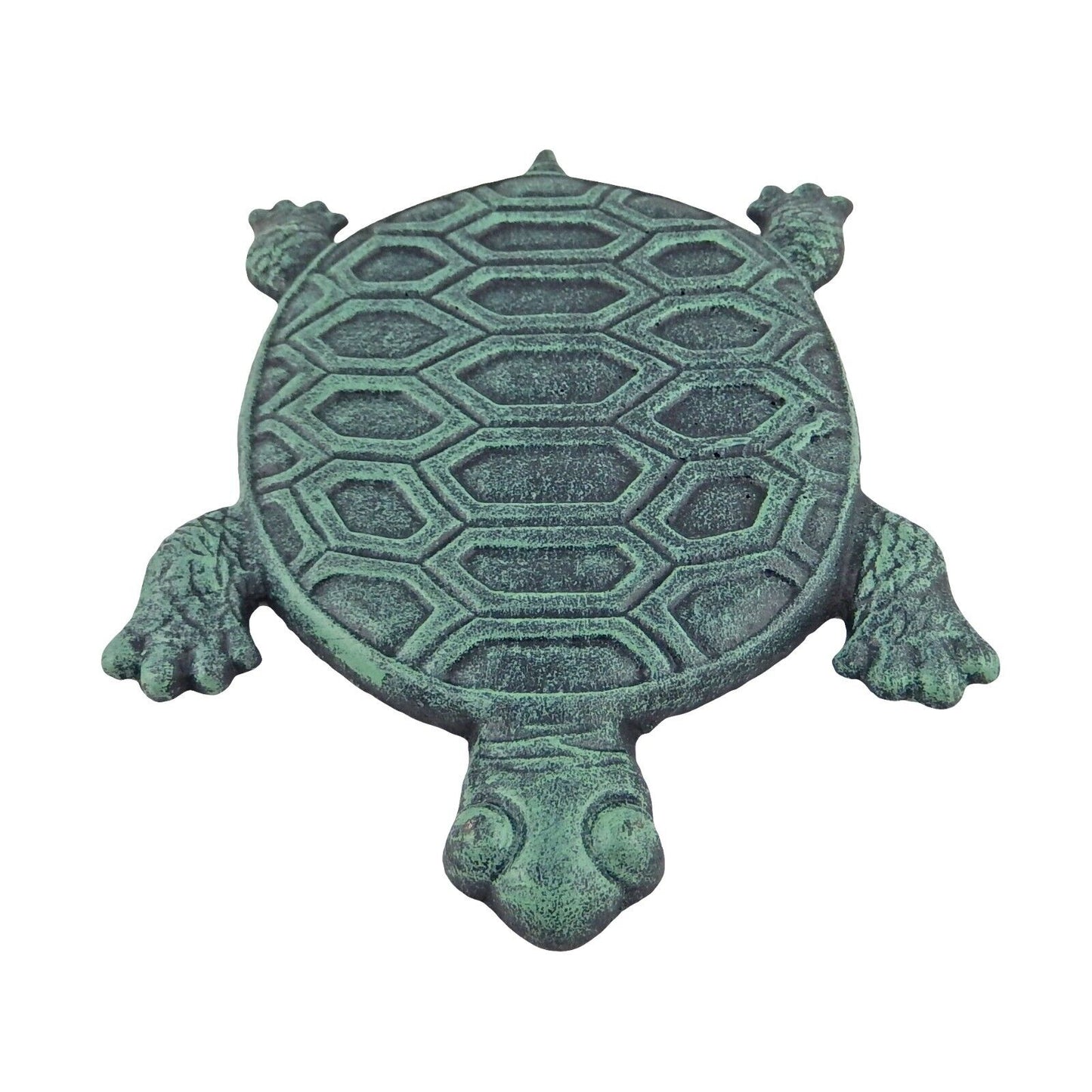 Large Cast Iron Turtle Stepping Stone Garden Yard Pond Decor Verdigris 12.5 inch