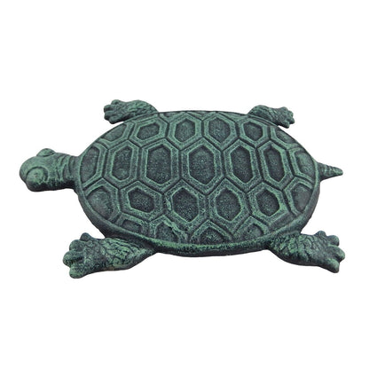 Large Cast Iron Turtle Stepping Stone Garden Yard Pond Decor Verdigris 12.5 inch