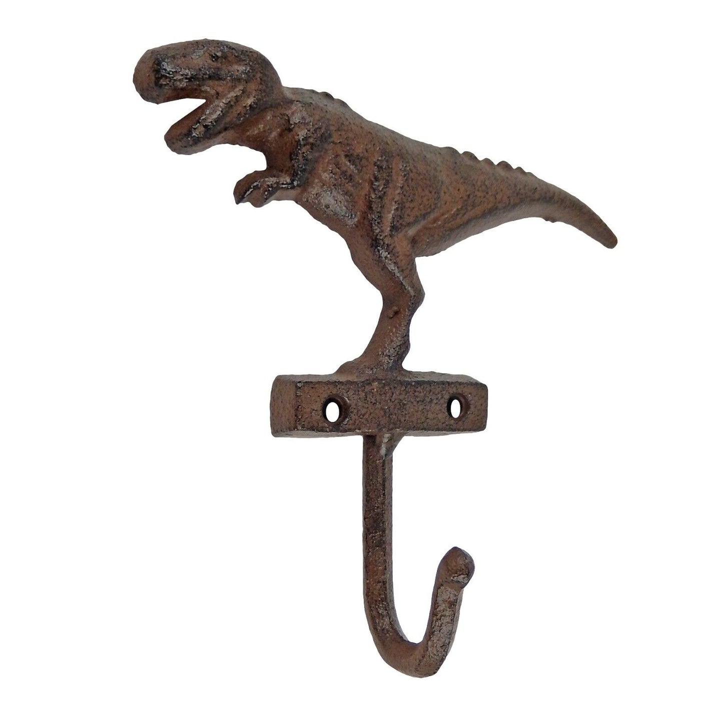 Cast Iron Dinosaur Wall Hook Key Towel Coat Hanger Rustic Antique Brown