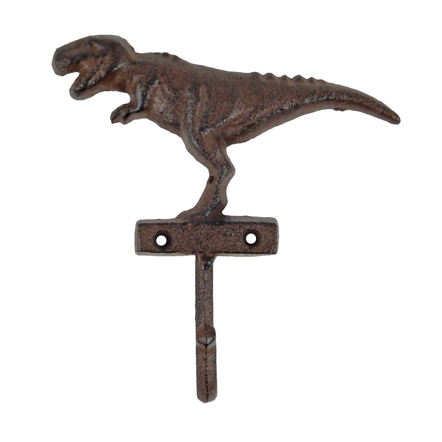 Cast Iron Dinosaur Wall Hook Key Towel Coat Hanger Rustic Antique Brown