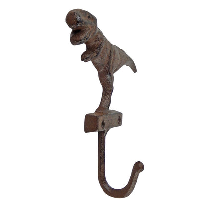 Cast Iron Dinosaur Wall Hook Key Towel Coat Hanger Rustic Antique Brown