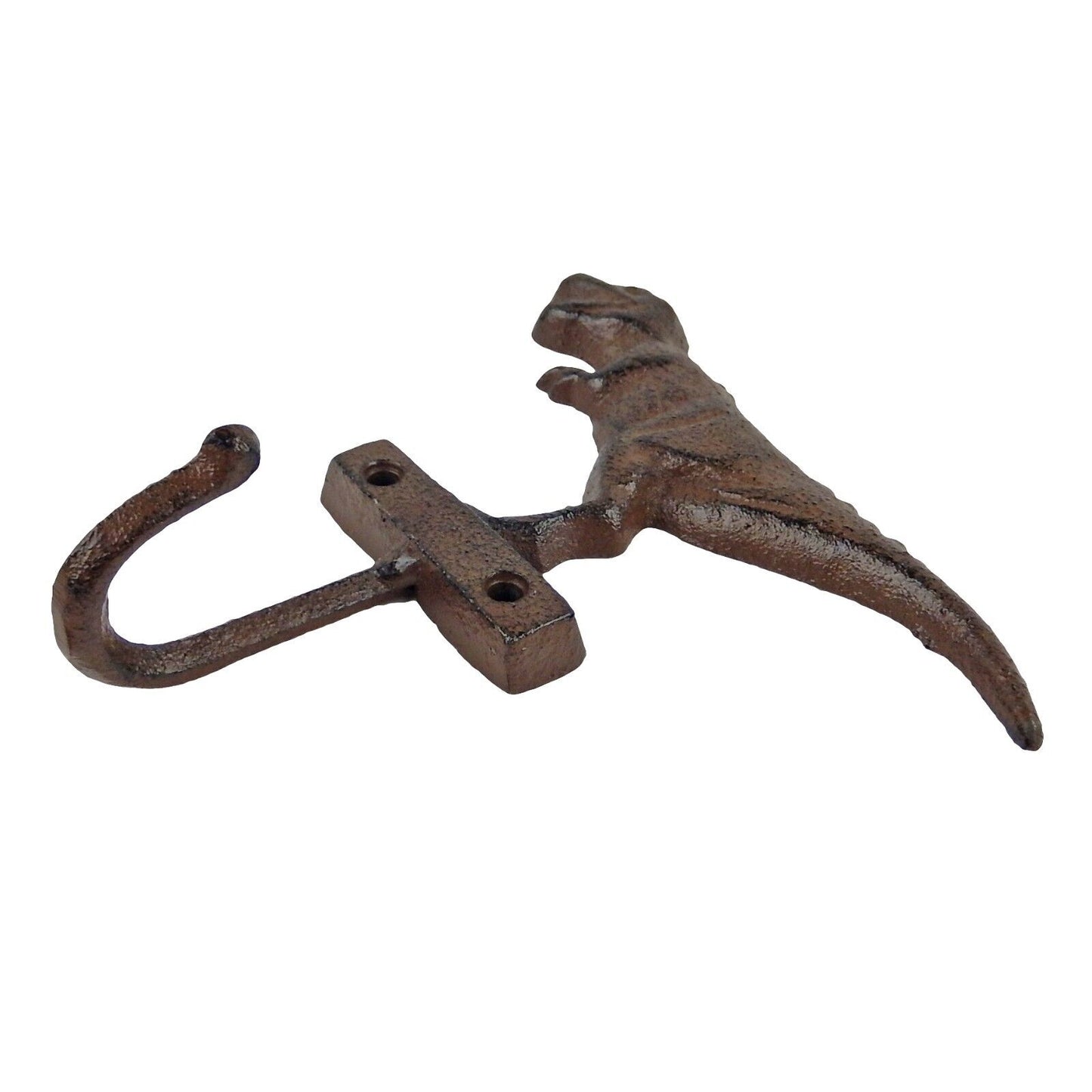 Cast Iron Dinosaur Wall Hook Key Towel Coat Hanger Rustic Antique Brown