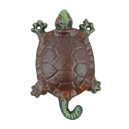 Colorful Cast Iron Turtle Key Hook Towel Coat Hanger Nautical Decor 5 1/2 inch