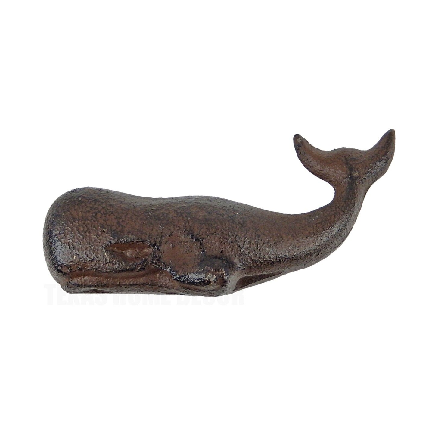 Small Cast Iron Sperm Whale Figurine Paperweight Rustic Nautical Beach Decor