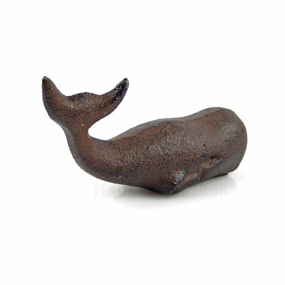 Small Cast Iron Sperm Whale Figurine Paperweight Rustic Nautical Beach Decor