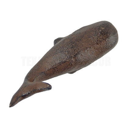 Small Cast Iron Sperm Whale Figurine Paperweight Rustic Nautical Beach Decor