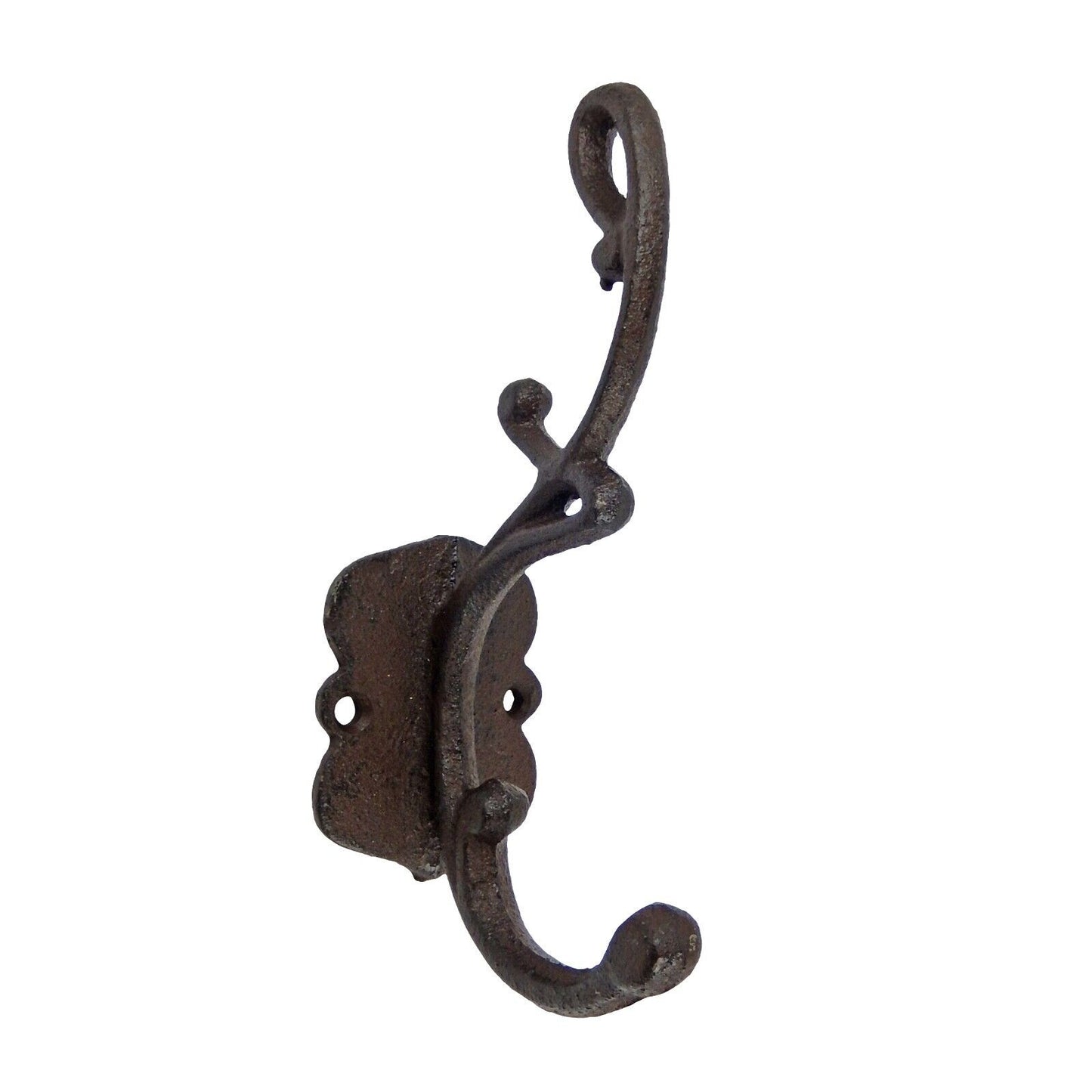 Rustic Cast Iron Double Wall Hook Key Towel Coat Robe Door Hanger Brown 6.5 inch