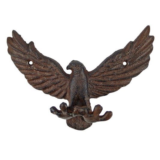 American Eagle Talons Wall Hook Cast Iron Key Towel Coat Hanger Rustic Brown