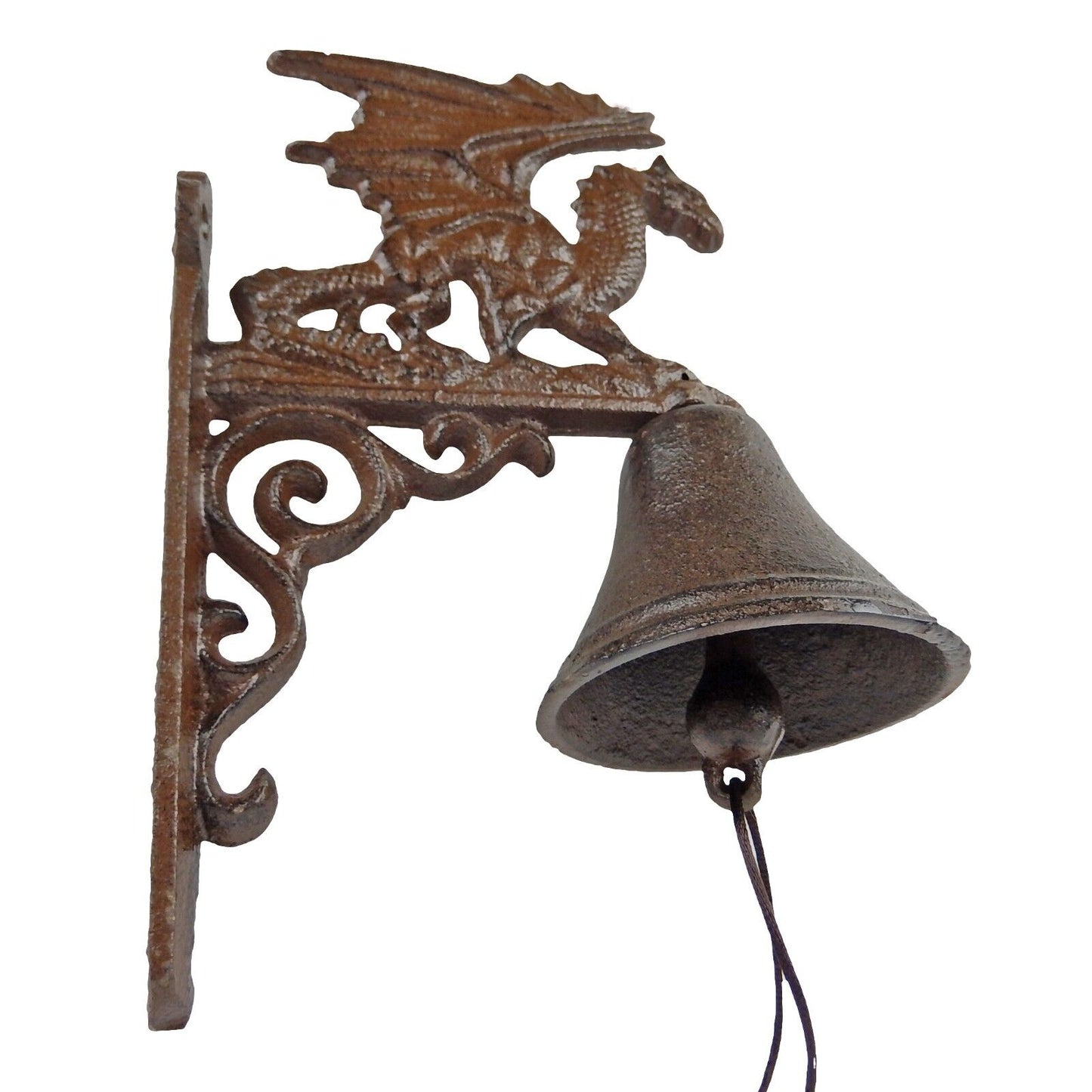 Dragon Scrolls Dinner Bell Cast Iron Wall Mounted Medieval Fantasy Antique Style