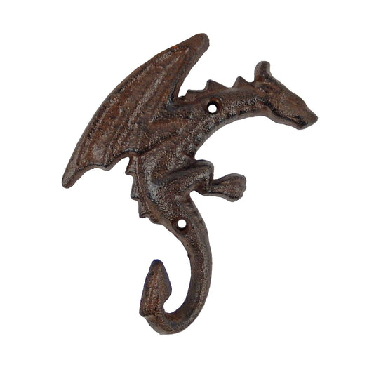 Cast Iron Dragon Tail Wall Hook Fantasy Key Towel Coat Robe Door Hanger Brown