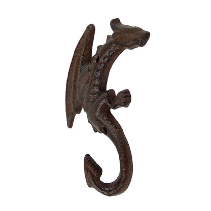 Cast Iron Dragon Tail Wall Hook Fantasy Key Towel Coat Robe Door Hanger Brown