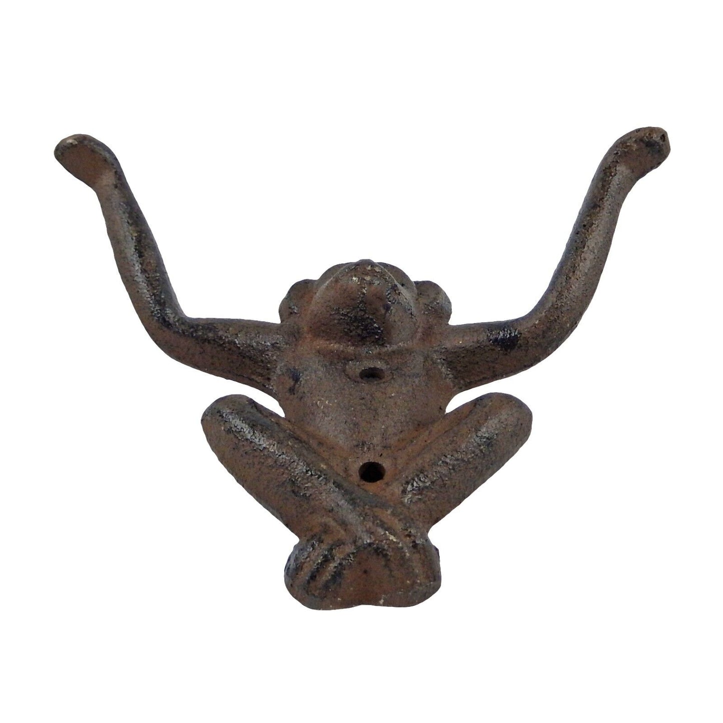 Cast Iron Monkey Double Wall Hook Coat Towel Key Hanger Antique Style Brown