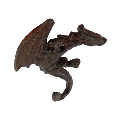 Cast Iron Dragon Tail Wall Hook Fantasy Key Towel Coat Robe Door Hanger Brown