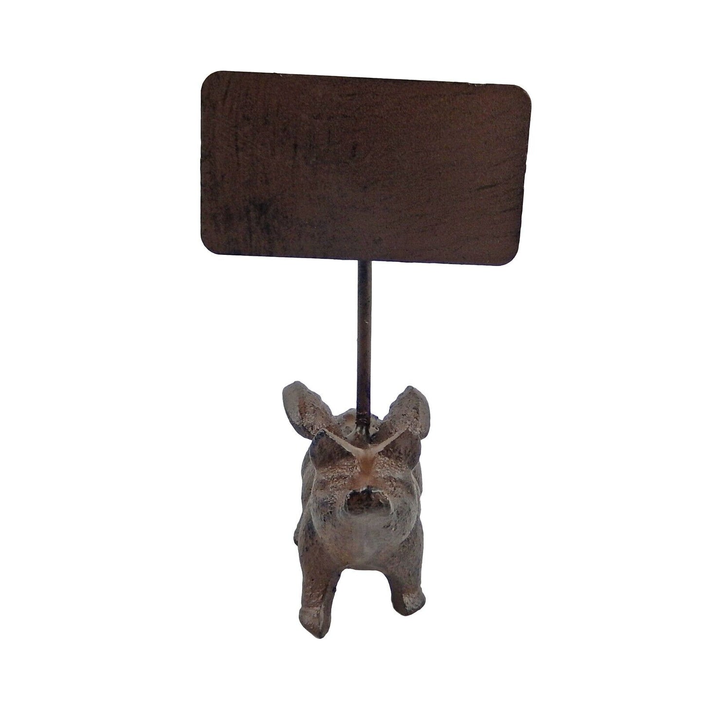 Cast Iron Flying Pig Figurine Holding Sign Office Desk Business Announcement