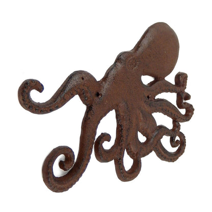 Cast Iron Octopus Nautical Beach Wall Decor Plaque Heavy Duty Antique Brown