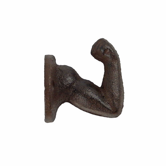 Cast Iron Strong Arm Fist Wall Hook Key Towel Coat Hanger Rustic Antique Brown