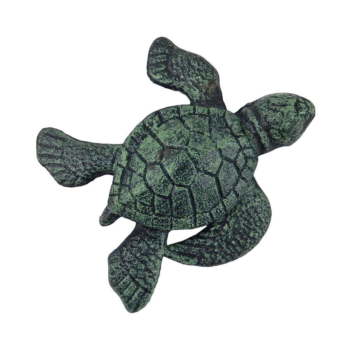 Cast Iron Garden Sea Turtle Shell Keepsake Box Key Hider Figurine Rustic Green