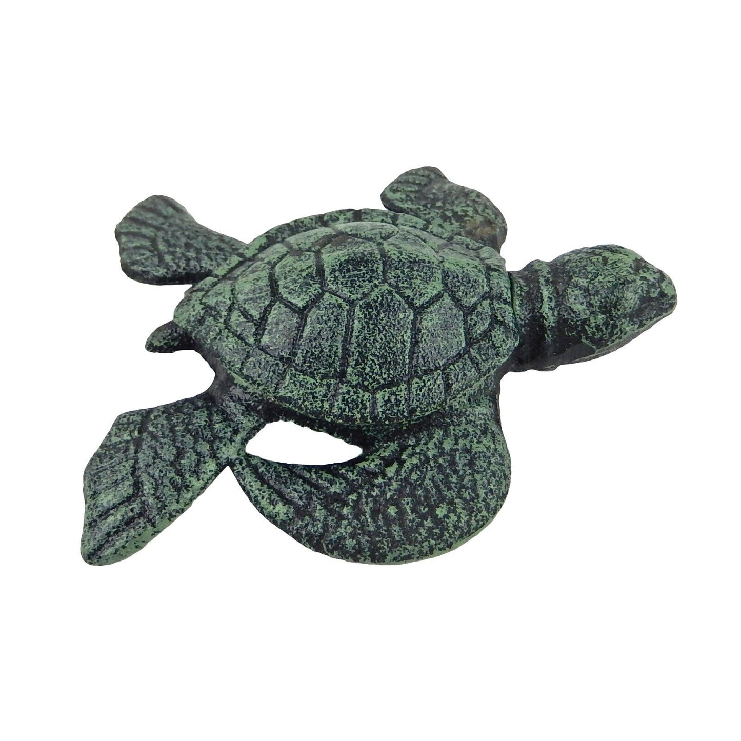 Cast Iron Garden Sea Turtle Shell Keepsake Box Key Hider Figurine Rustic Green