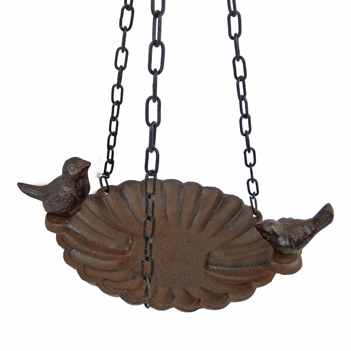 Cast Iron Hanging Dish Bird Feeder Perched Love Birds Garden Porch Tree Decor