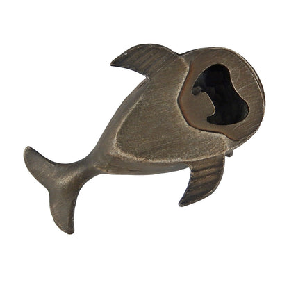 Metal Whale Beer Soda Bottle Opener Hand-Held Brushed Silver Nautical Bar Decor