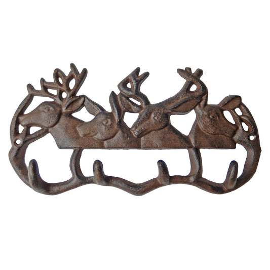 Cast Iron Deer Antler Wall Hook Rack Key Towel Coat Hanger Rustic Cabin Decor