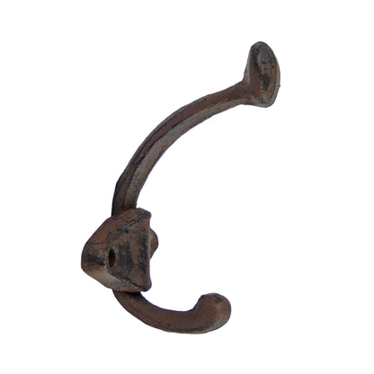 Cast Iron Double Wall Hook Rustic Coat Hanger Key Holder Towel Purse 3 1/2 inch