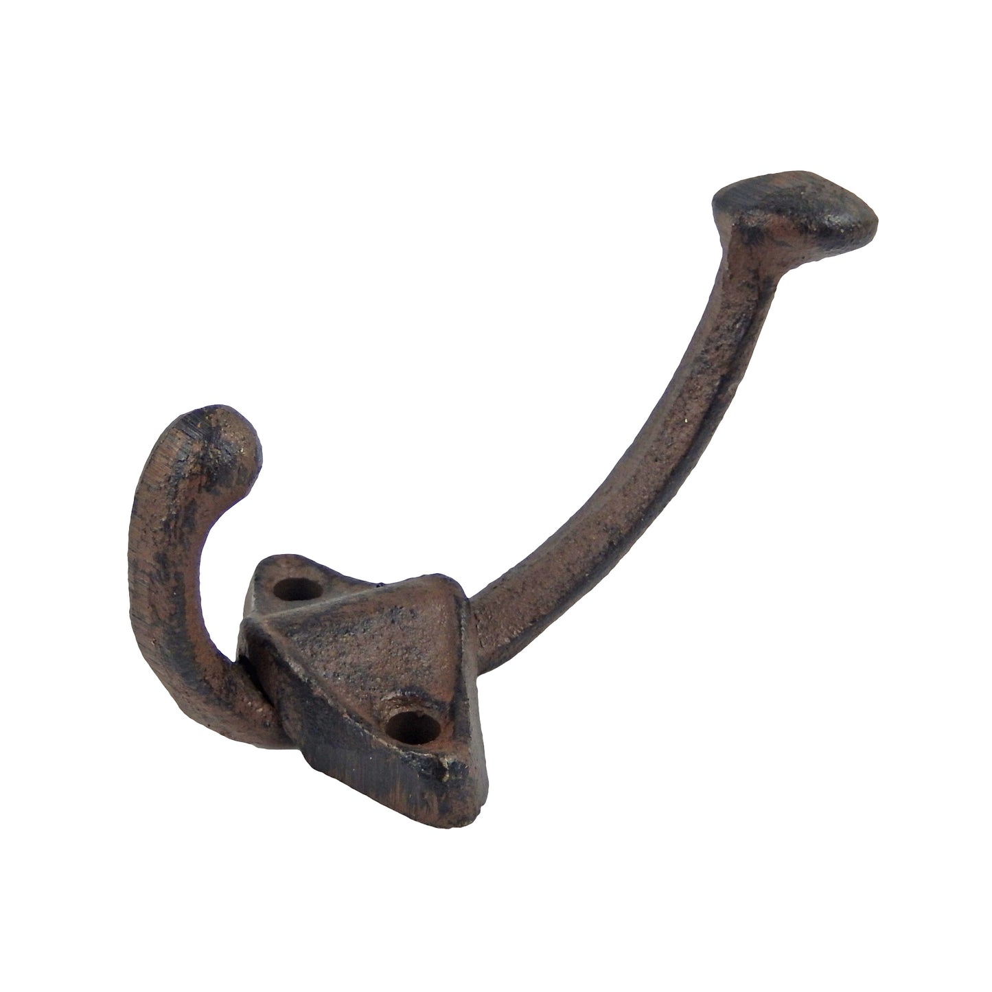 Cast Iron Double Wall Hook Rustic Coat Hanger Key Holder Towel Purse 3 1/2 inch