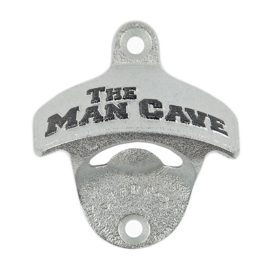 Embossed The Man Cave Cast Iron Beer Soda Bottle Opener Wall Mounted Zinc Plated