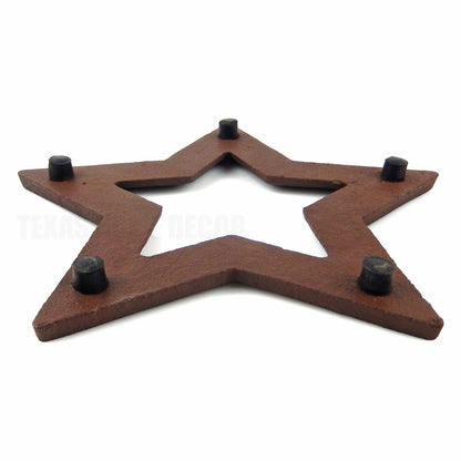 Star Shaped Trivet Pot Holder Hot Plate Rustic Cast Iron Western Decor 8"