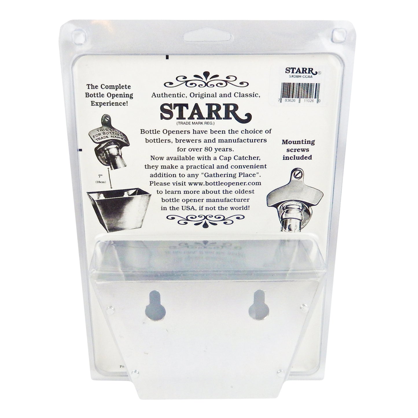 Starr Open Bottle Here Bottle Opener With Metal Cap Catcher Set Wall Mounted