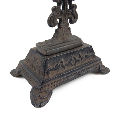 Fleur De Lis Standing Cross Cast Iron Rustic Brown Antique Style 9 3/4 in Tall