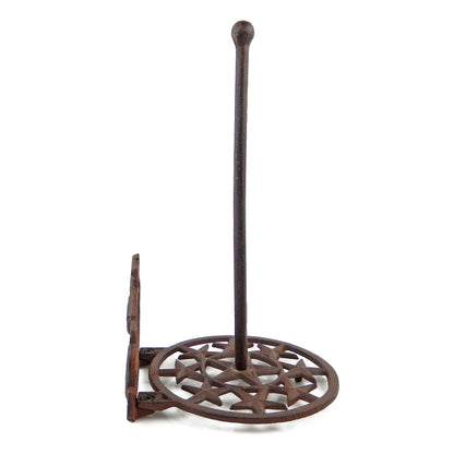 Western Crossed Pistols Stars Paper Towel Holder Cast Iron Rustic Brown Finish