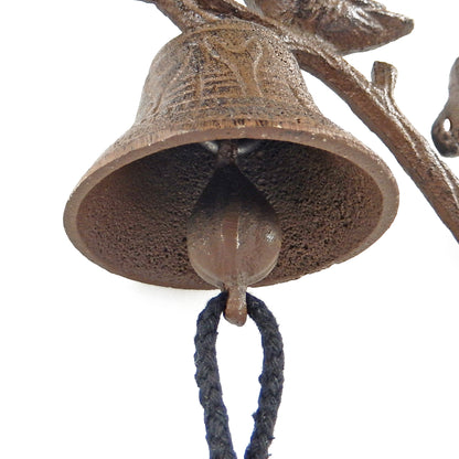 Birds On Tree Dinner Bell Cast Iron Wall Mounted Antique Style Rustic Finish