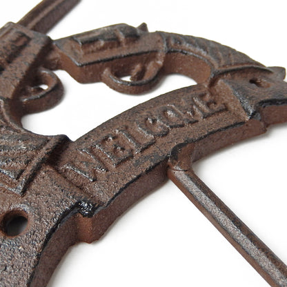 Cast Iron Welcome Crossed Pistols Guns Rustic Wall Hook Key Towel Coat Hanger