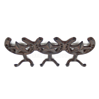 Cast Iron Stars Horseshoes Wall Hook Rack Key Towel Coat Hanger Rustic Brown