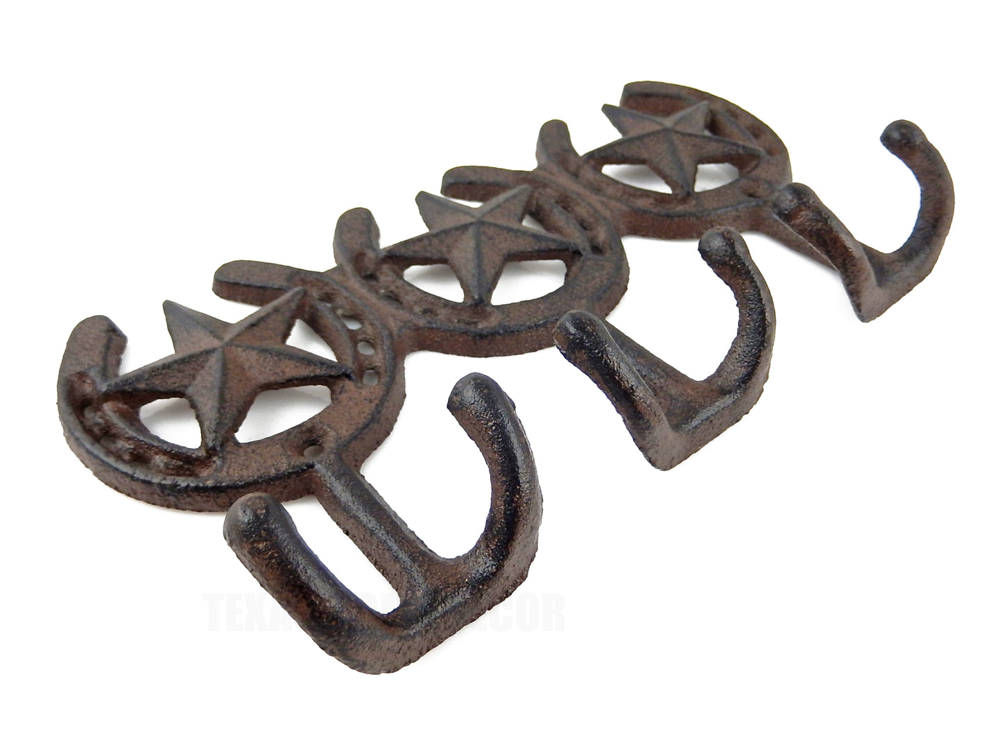 Cast Iron Stars Horseshoes Wall Hook Rack Key Towel Coat Hanger Rustic Brown