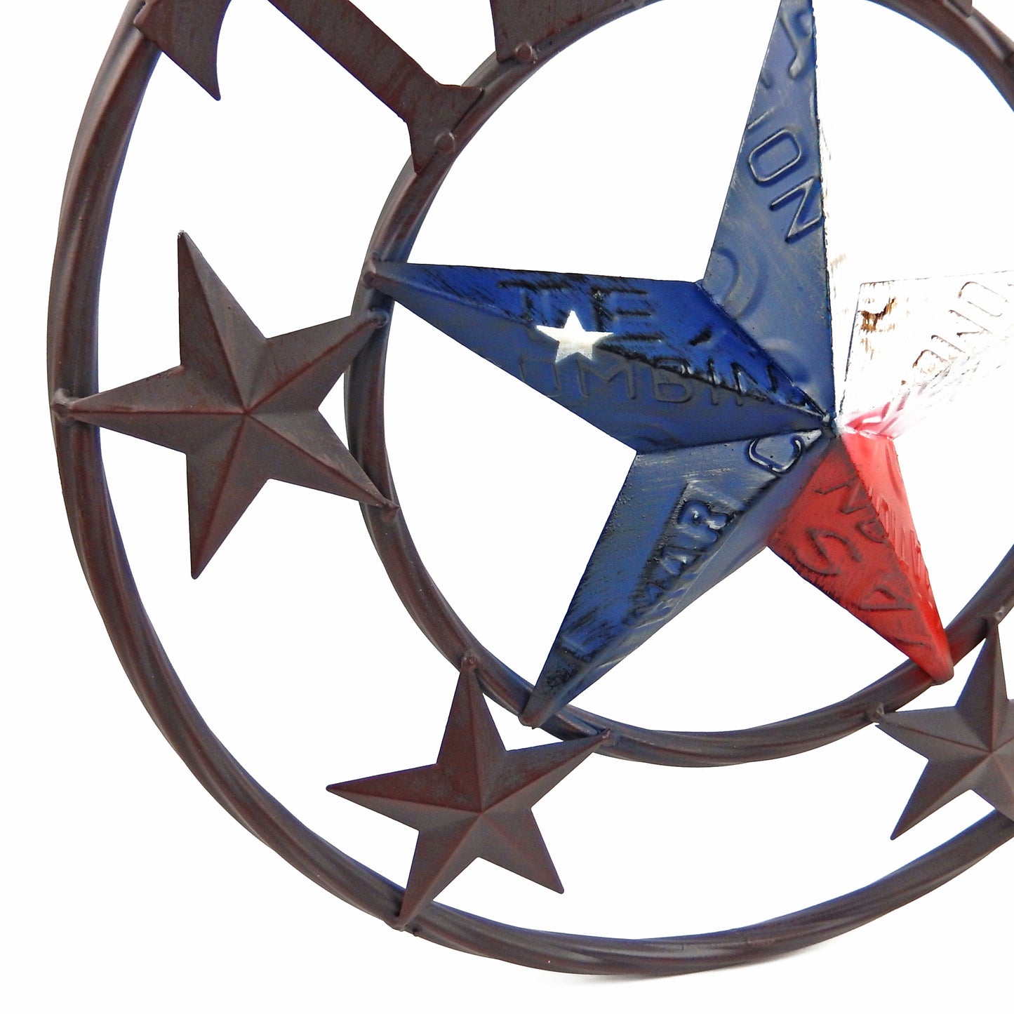 Metal Texas Flag Plate Barn Star Wall Decor Sign Rustic Red White Blue 16 inch