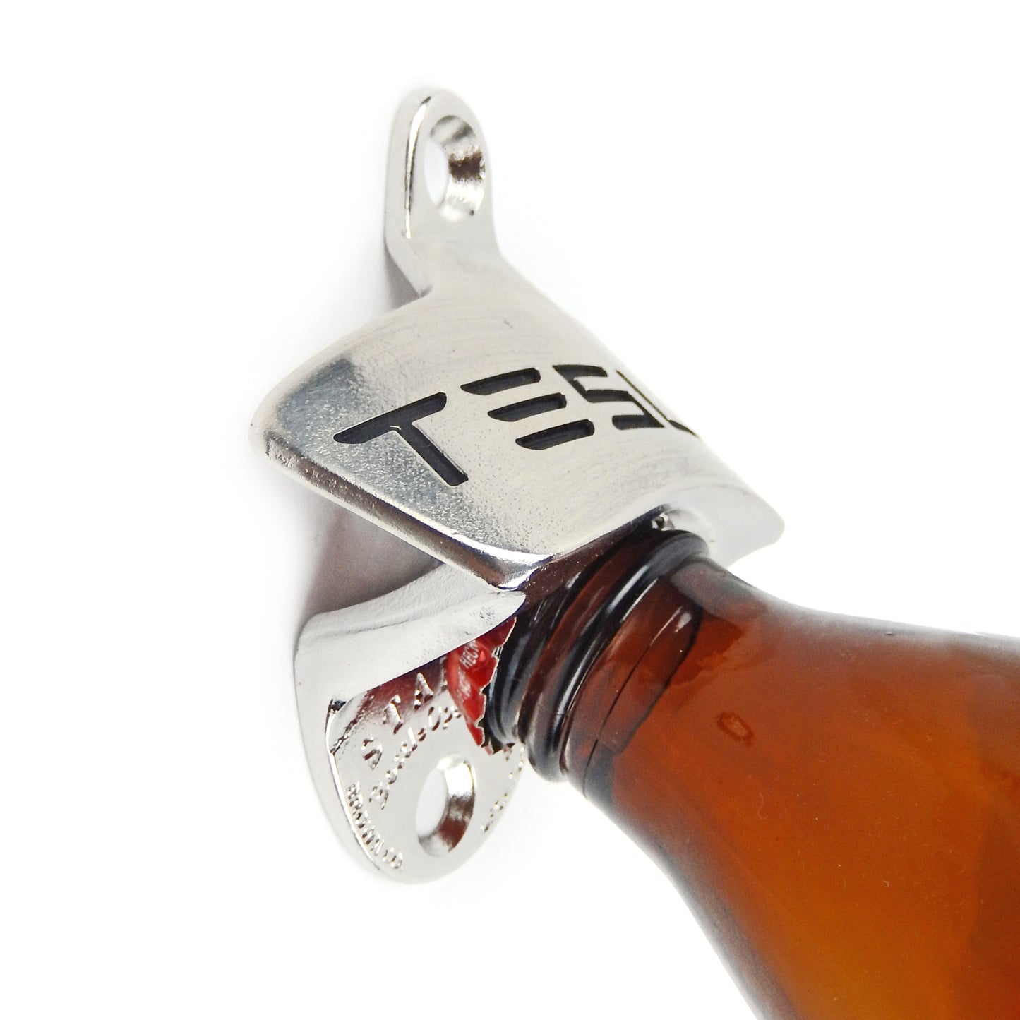 Tesla Bottle Opener Wall Mounted Deep Engraved Solid Stainless Steel