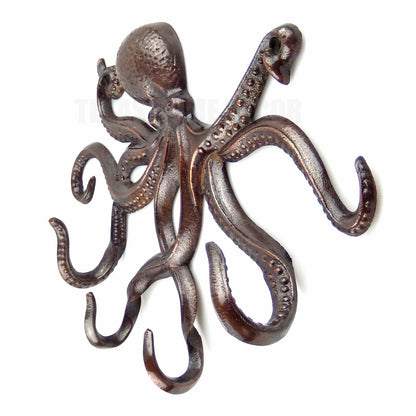 Octopus Tentacles Wall Hook Solid Copper Key Towel Coat Rack Hanger Patina Look