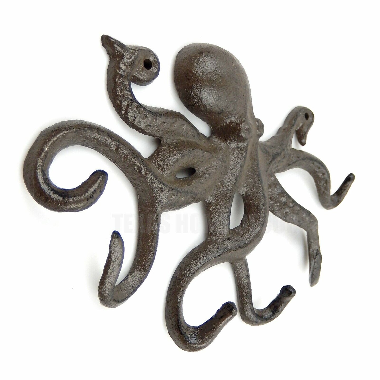 Octopus Wall Hook Cast Iron Key Rack Towel Coat Hanger Antique Brown Nautical