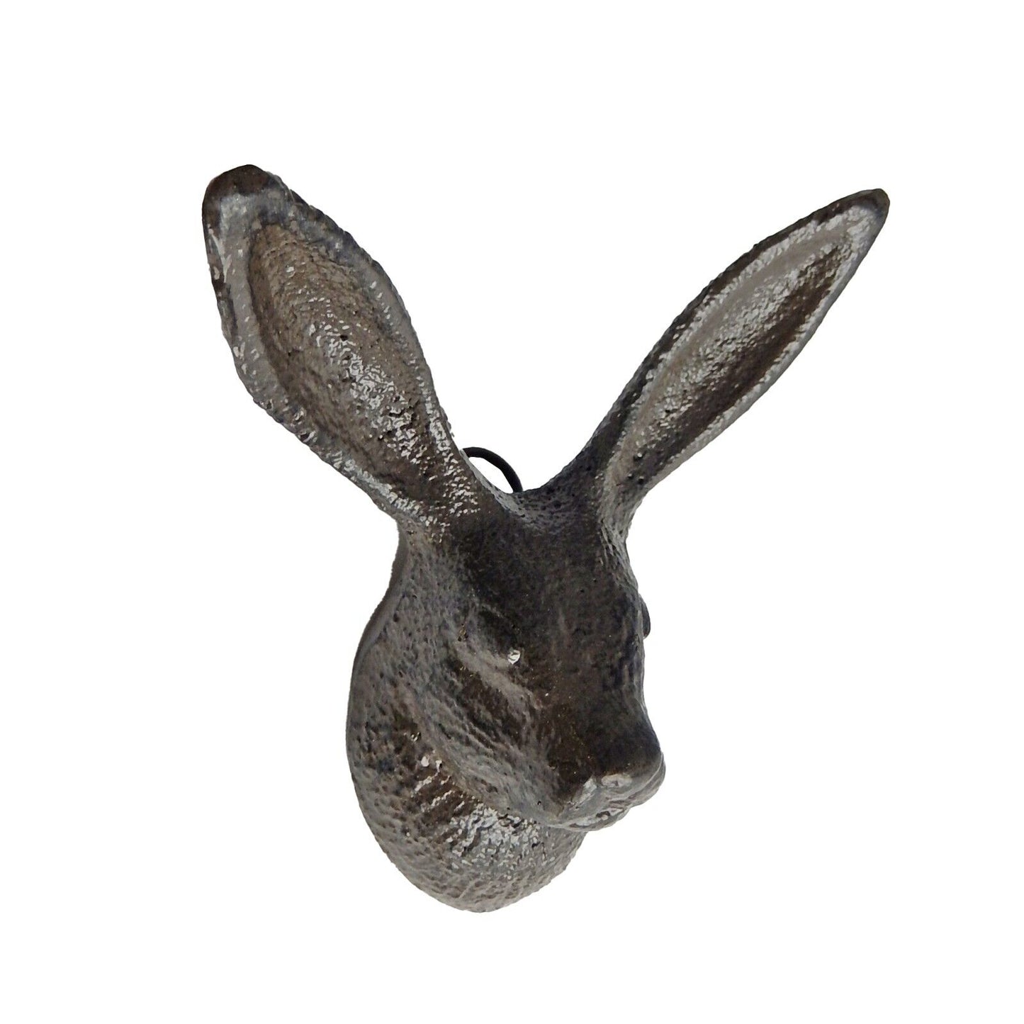 Cast Iron Bunny Rabbit Ears Wall Hook Coat Towel Hanger Rustic Antique Brown