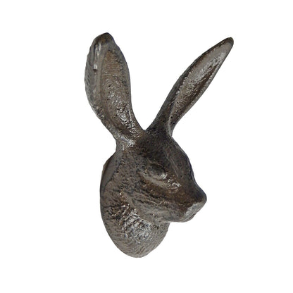 Cast Iron Bunny Rabbit Ears Wall Hook Coat Towel Hanger Rustic Antique Brown