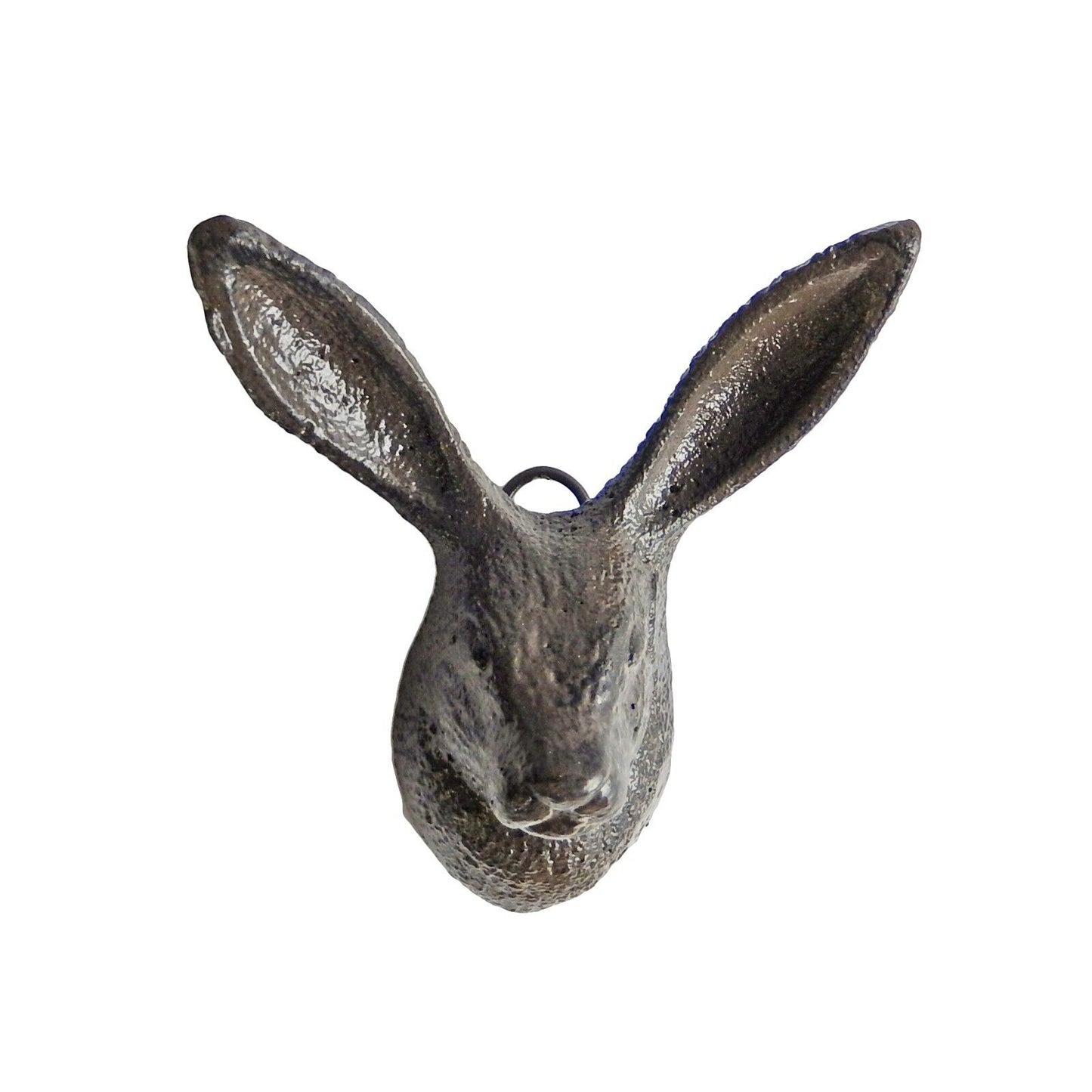 Cast Iron Bunny Rabbit Ears Wall Hook Coat Towel Hanger Rustic Antique Brown